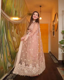 3 Piece Unstitched Heavy Embroidered Pure Lawn Suit with Heavy Embroidered Organza Dupatta