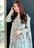 3 Piece Unstitched Digital Printed Embroidered Lawn Suit with Fine Printed Silk Dupatta